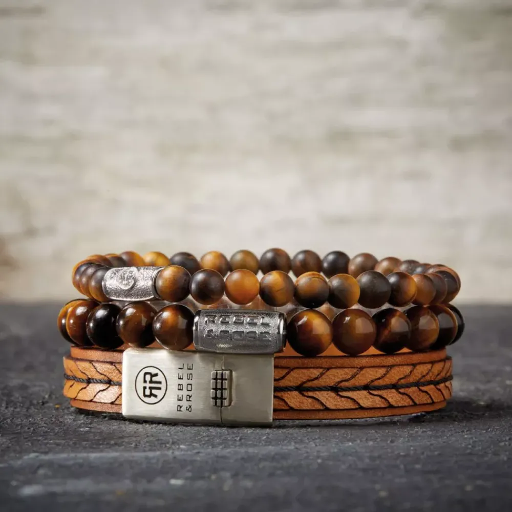 Armband^Rebel & Rose Absolutely Leather - 2 Stranded 925 Cognac |