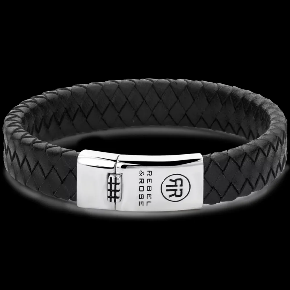 Armband^Rebel & Rose Absolutely Leather - Braided Flat 925 Black |