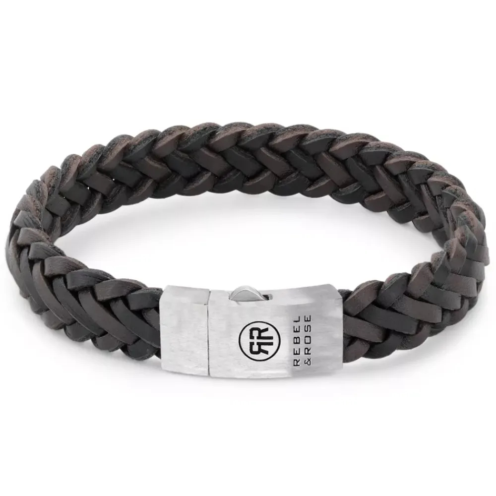 Armband^Rebel & Rose Absolutely Leather - Braided Raw Matt Black-Earth |