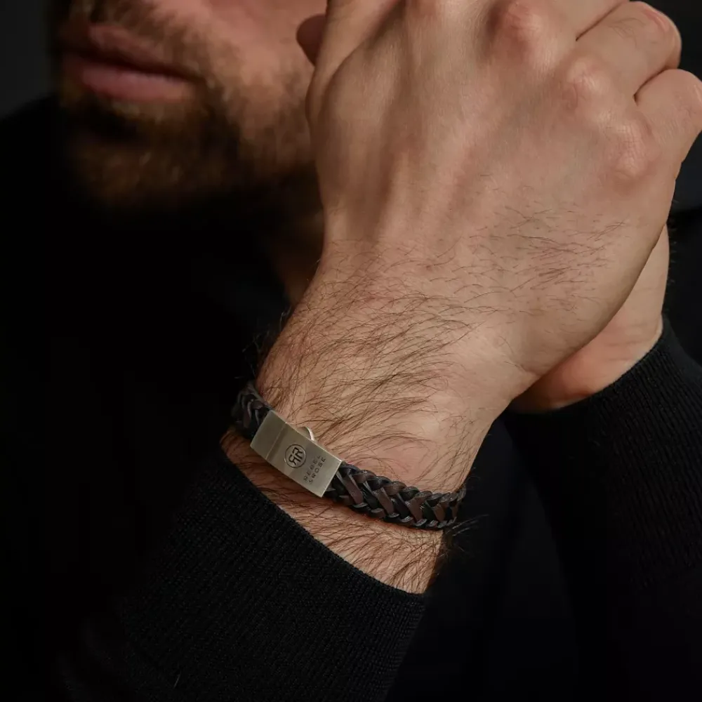 Armband^Rebel & Rose Absolutely Leather - Braided Raw Matt Black-Earth |