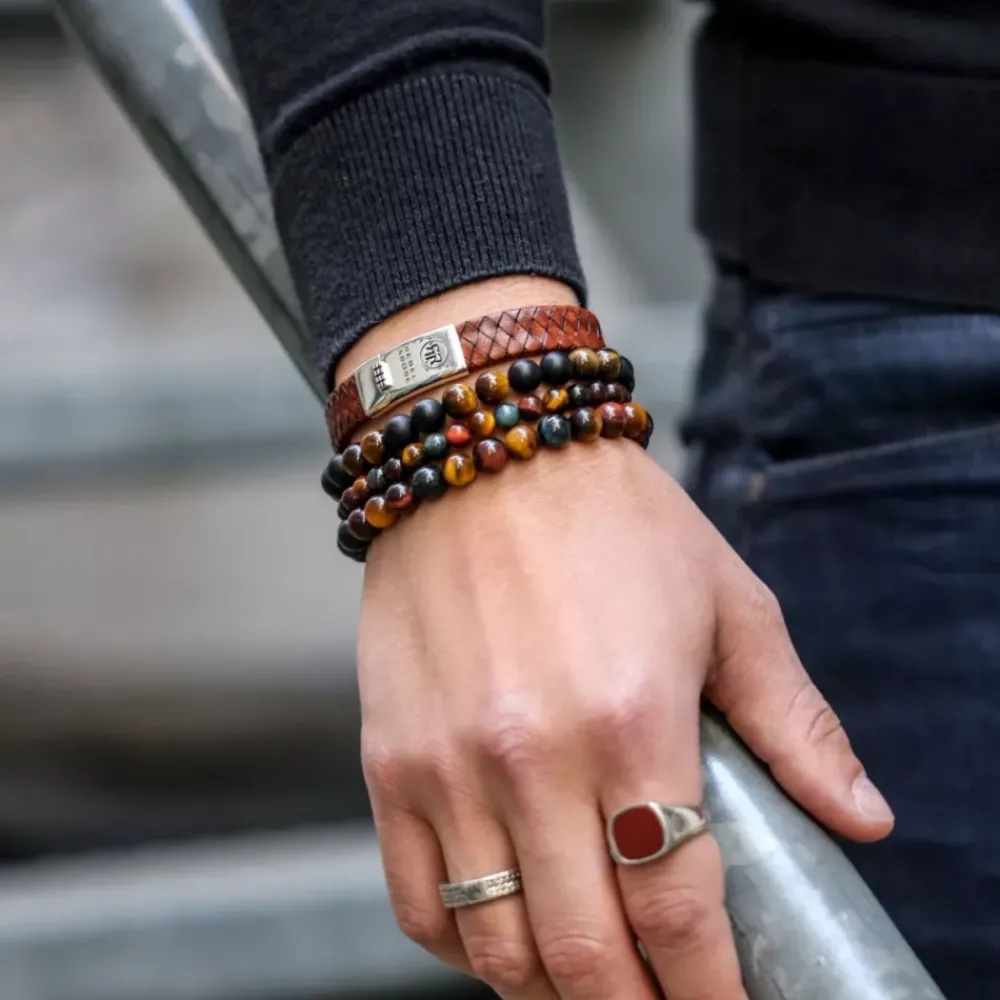 Armband^Rebel & Rose Absolutely Leather - Braided Flat 925 Cognac |