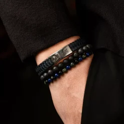 Armband^Rebel & Rose Absolutely Leather - Braided Flat 925 Black&Blue |
