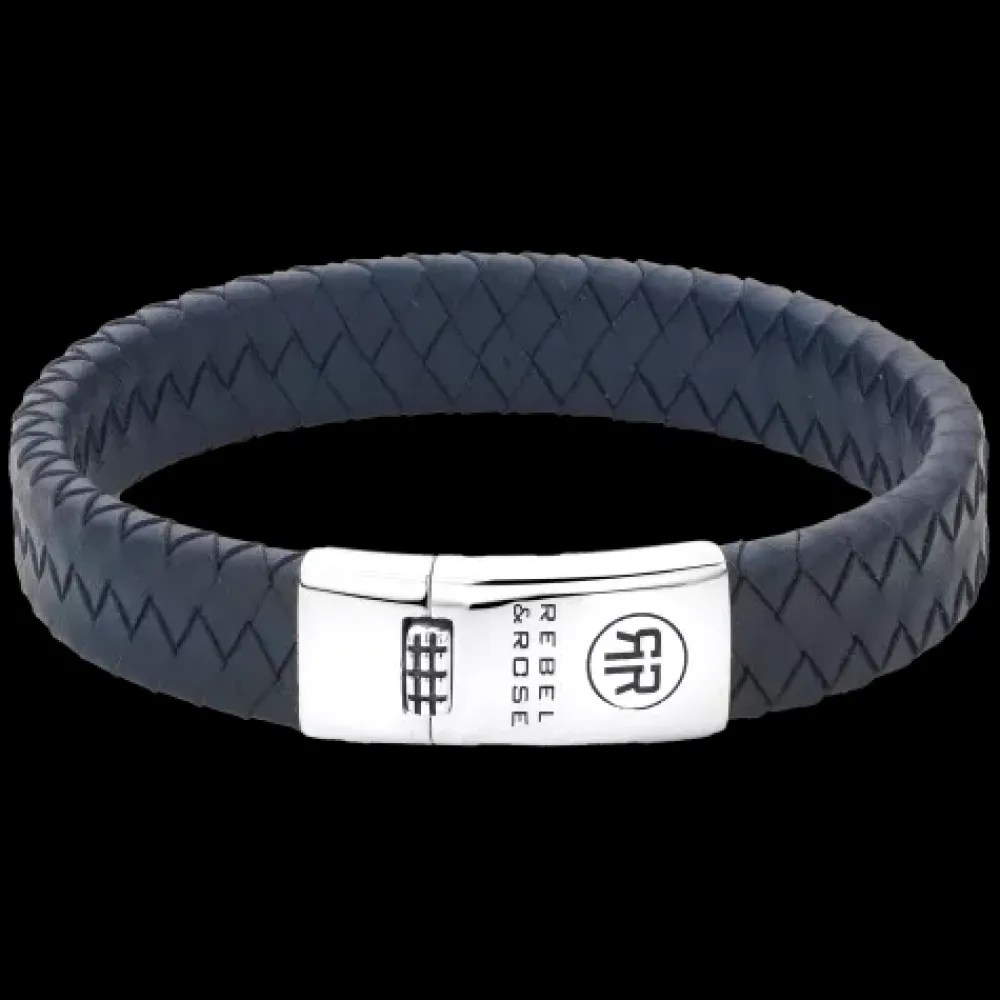 Armband^Rebel & Rose Absolutely Leather - Braided Flat 925 Navy |