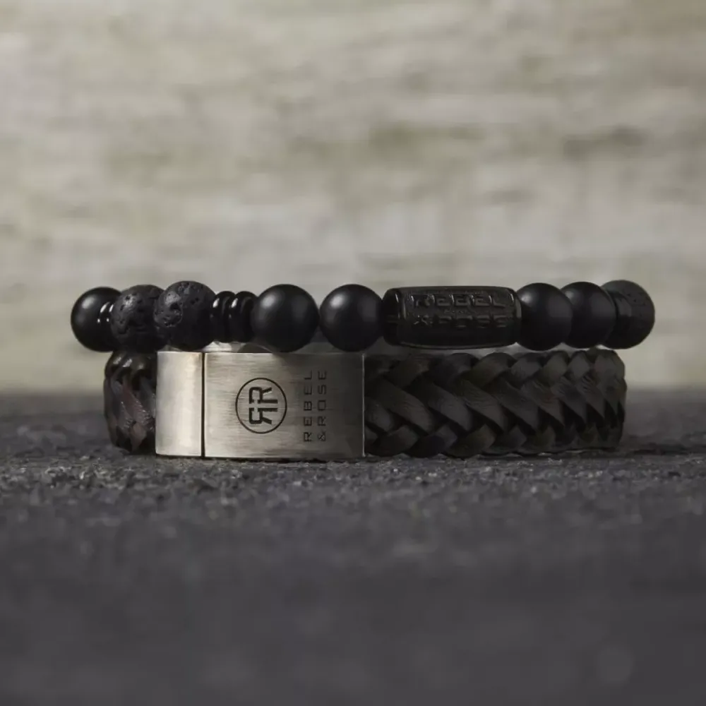 Armband^Rebel & Rose Absolutely Leather - Braided Raw Matt Black |