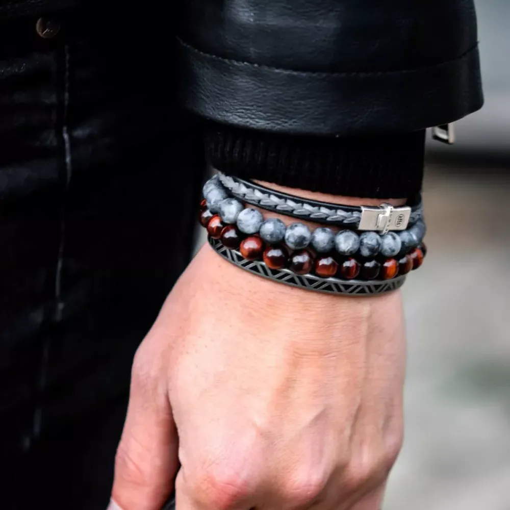 Armband | Armband^Rebel & Rose Absolutely Leather - Single Stranded Black Grey |