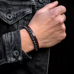 Armband | Armband^Rebel & Rose Black-series - Black Moon - All-Black - 6mm |