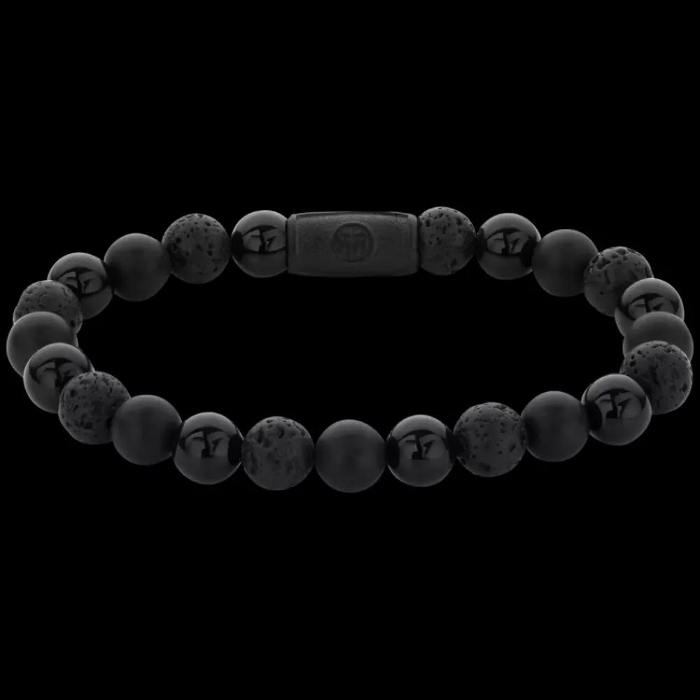 Armband^Rebel & Rose Black-series - Black Rocks - All-Black - 8mm |