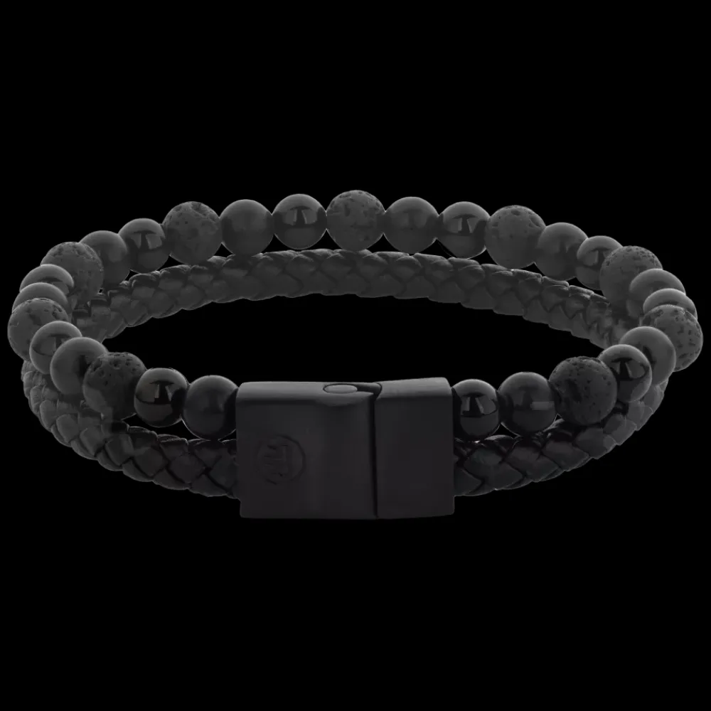 Armband^Rebel & Rose Full Metal Leather - Full Metal Combo 12mm Black Rocks |
