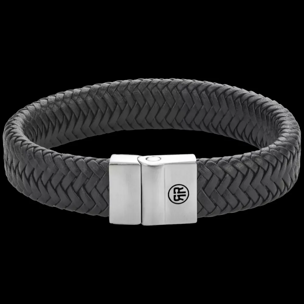 Armband^Rebel & Rose Full Metal Leather - Full Metal Plaid Black Matt 15mm |