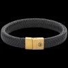 Armband^Rebel & Rose Full Metal Leather - Full Metal Herringbone Black Gold |