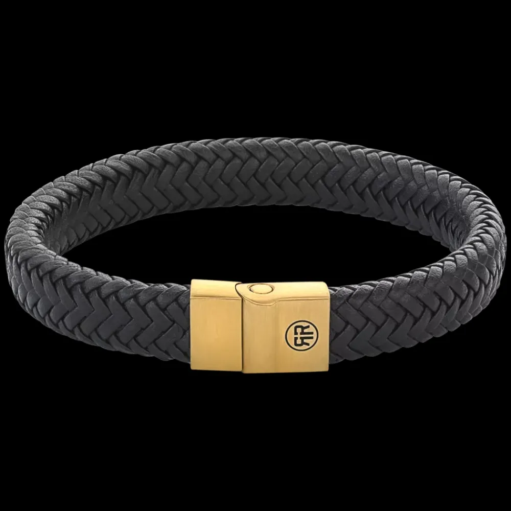Armband^Rebel & Rose Full Metal Leather - Full Metal Herringbone Black Gold |