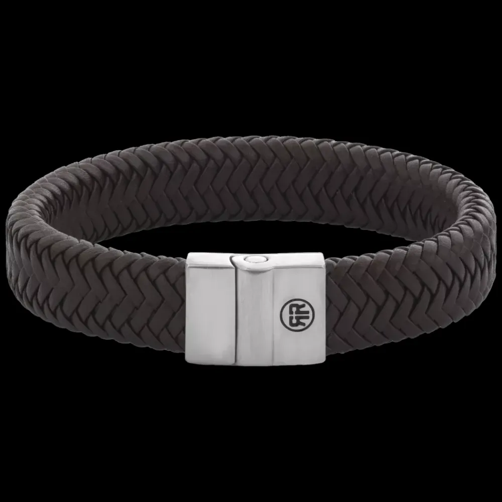 Armband^Rebel & Rose Full Metal Leather - Full Metal Plaid Brown Matt 15mm |