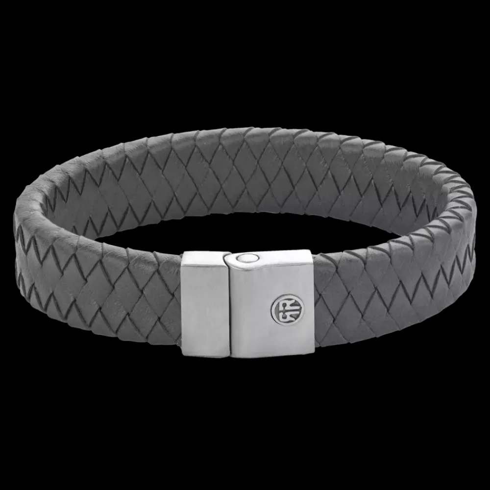 Armband^Rebel & Rose Full Metal Leather - Full Metal Premium 15mm Grey - po |