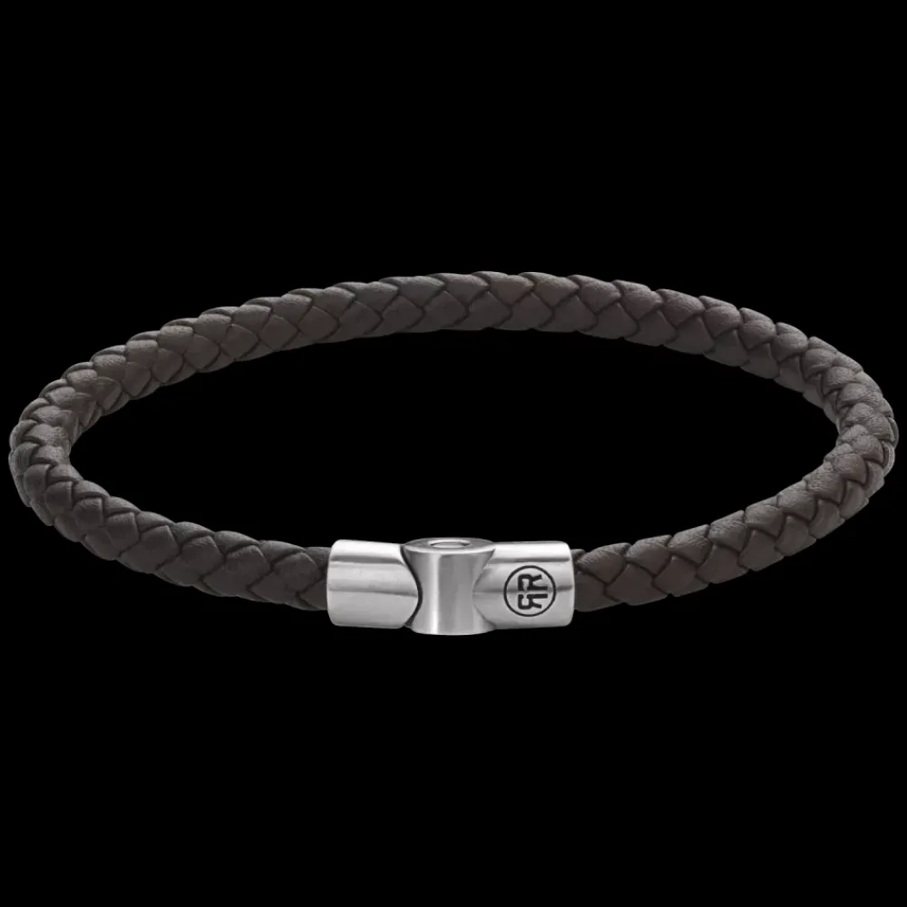 Armband | Armband^Rebel & Rose Full Metal Leather - Full Metal Single Round Brown |