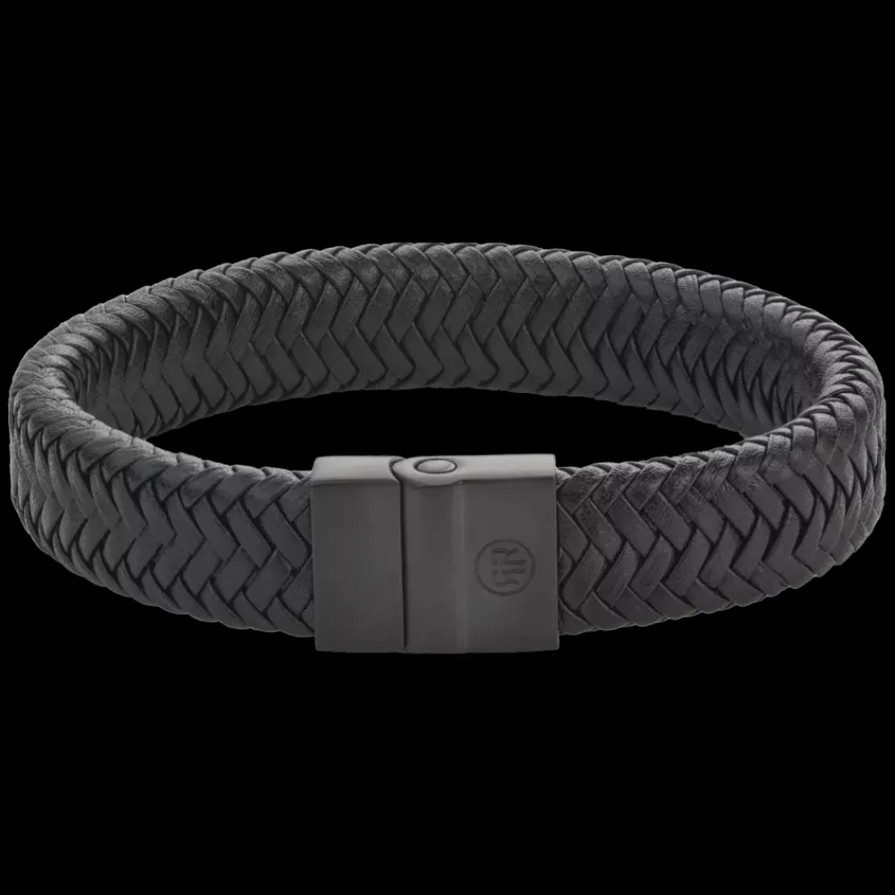 Armband^Rebel & Rose Full Metal Leather - Full Metal Plaid Black Black 15mm |