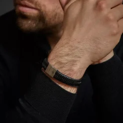 Armband^Rebel & Rose Full Metal Leather - Full Metal Plaid Black Matt 15mm |