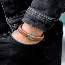 Armband^Rebel & Rose Full Metal Leather - Full Metal Herringbone Cognac Matt |