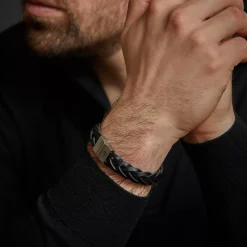 Armband^Rebel & Rose Full Metal Leather - Full Metal Braided Black Matt 15mm |