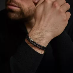 Armband | Armband^Rebel & Rose Full Metal Leather - Full Metal Double Round Black |