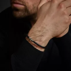 Armband | Armband^Rebel & Rose Full Metal Leather - Full Metal Single Round Black |