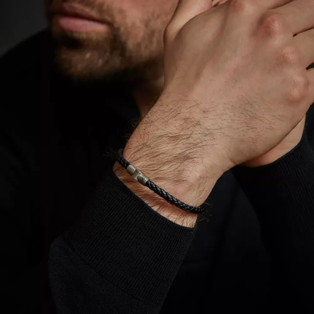 Armband | Armband^Rebel & Rose Full Metal Leather - Full Metal Single Round Black |