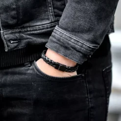 Armband | Armband^Rebel & Rose Full Metal Leather - Full Metal Braided Black Black - po |