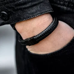 Armband | Armband^Rebel & Rose Full Metal Leather - Full Metal Herringbone Black Black |