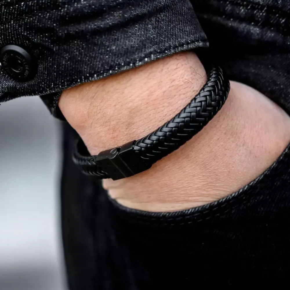 Armband | Armband^Rebel & Rose Full Metal Leather - Full Metal Herringbone Black Black |