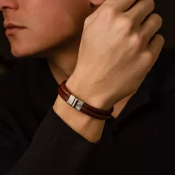 Armband^Rebel & Rose Full Metal Leather - Full Metal Premium Combo 12mm Cognac |