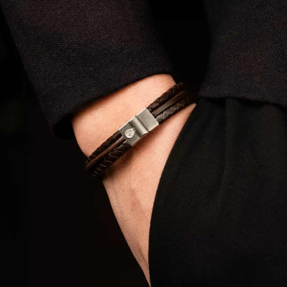 Armband^Rebel & Rose Full Metal Leather - Full Metal Premium Combo 12mm Brown |