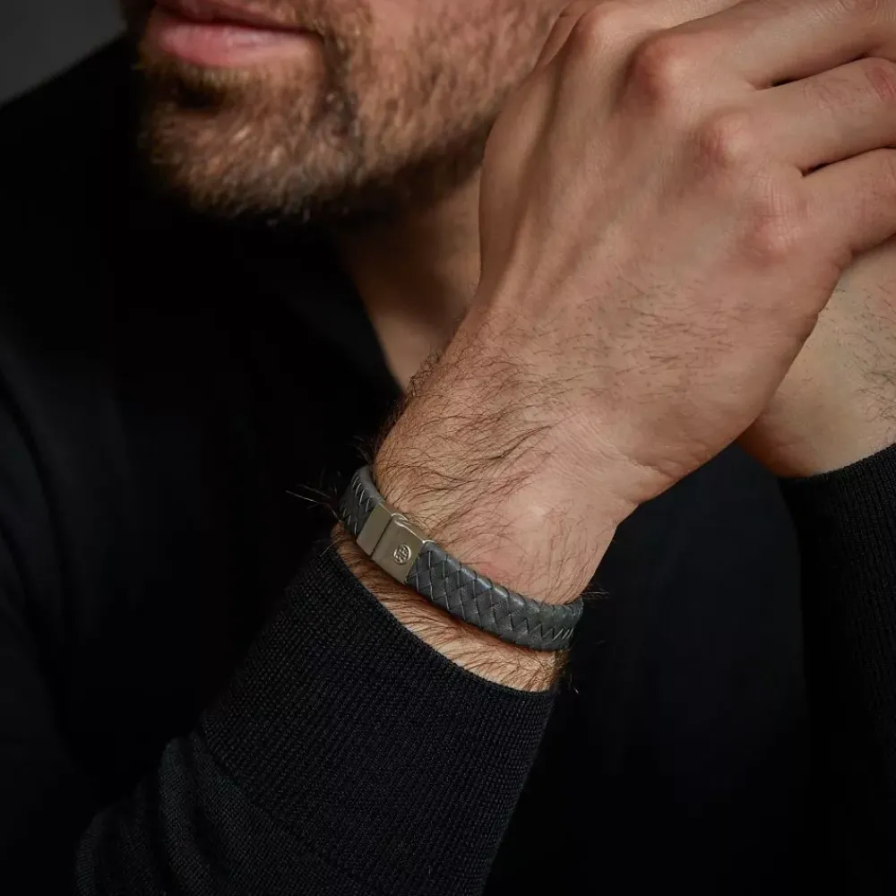 Armband^Rebel & Rose Full Metal Leather - Full Metal Premium 12mm Grey - po |