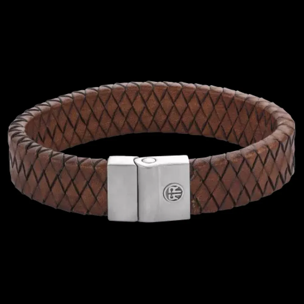 Armband | Armband^Rebel & Rose Full Metal Leather - Full Metal Herringbone Black Black |