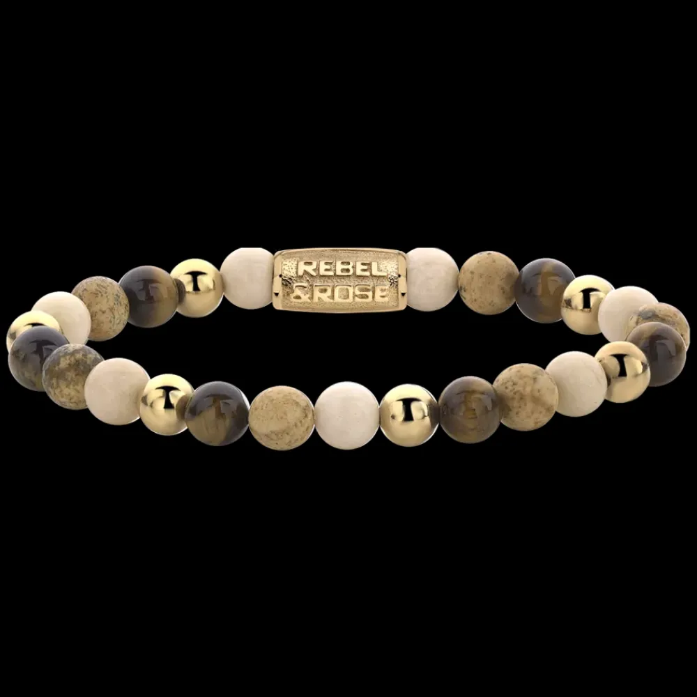 Armband^Rebel & Rose More Balls Than Most - Autumn Love - Yellowgold ionplated - 6mm |