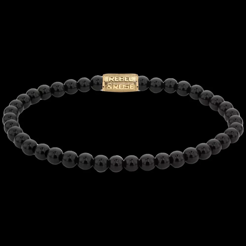 Armband^Rebel & Rose More Balls Than Most - Black Velvet Yellowgold - 4mm |