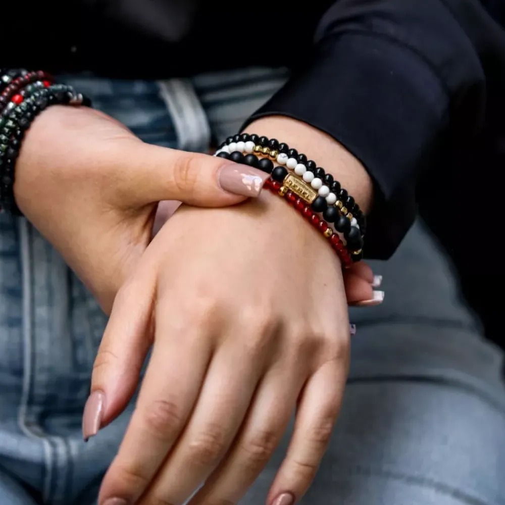 Armband^Rebel & Rose More Balls Than Most - Black Velvet Yellowgold - 4mm |