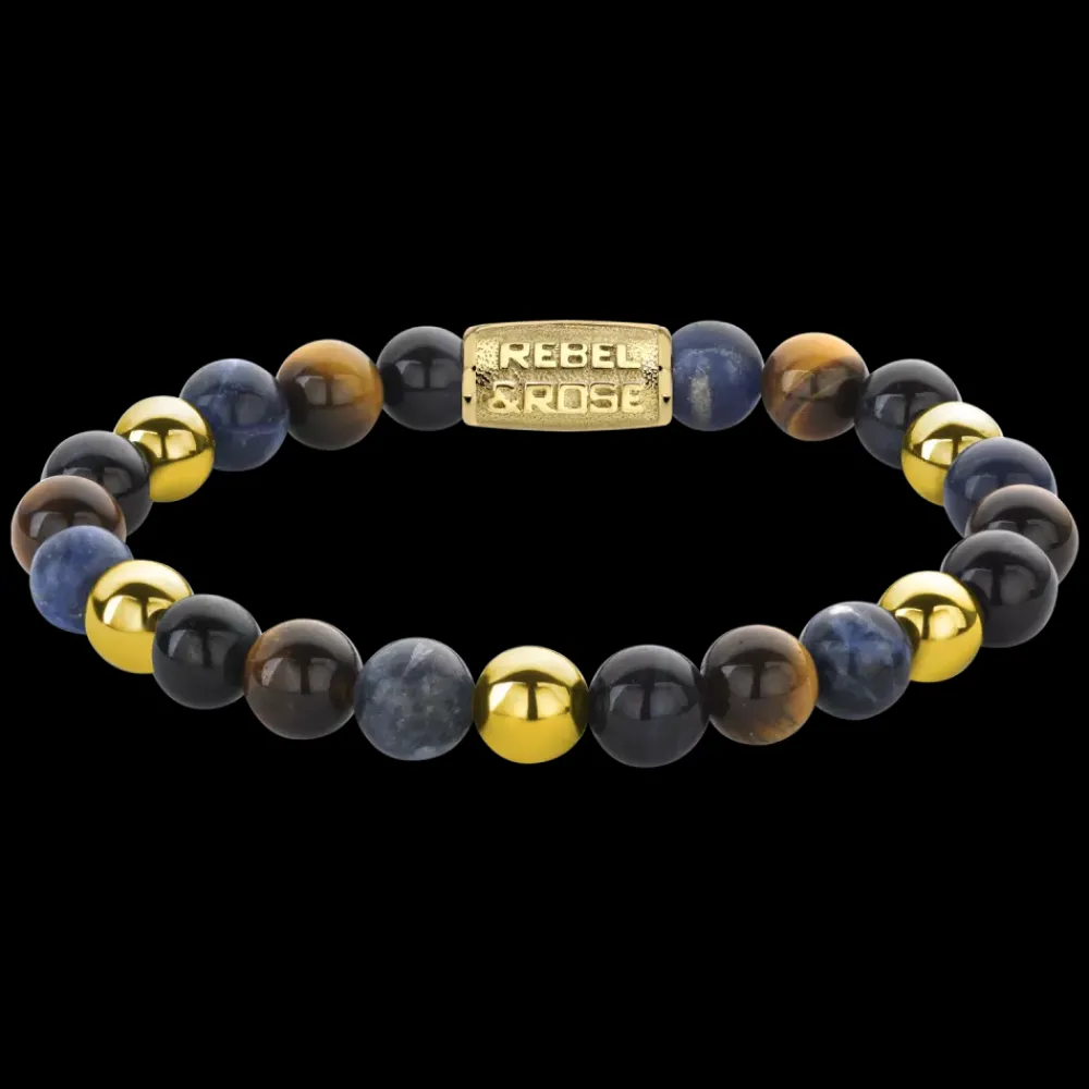 Armband^Rebel & Rose More Balls Than Most - Blue Rain Yellowgold - 8mm |