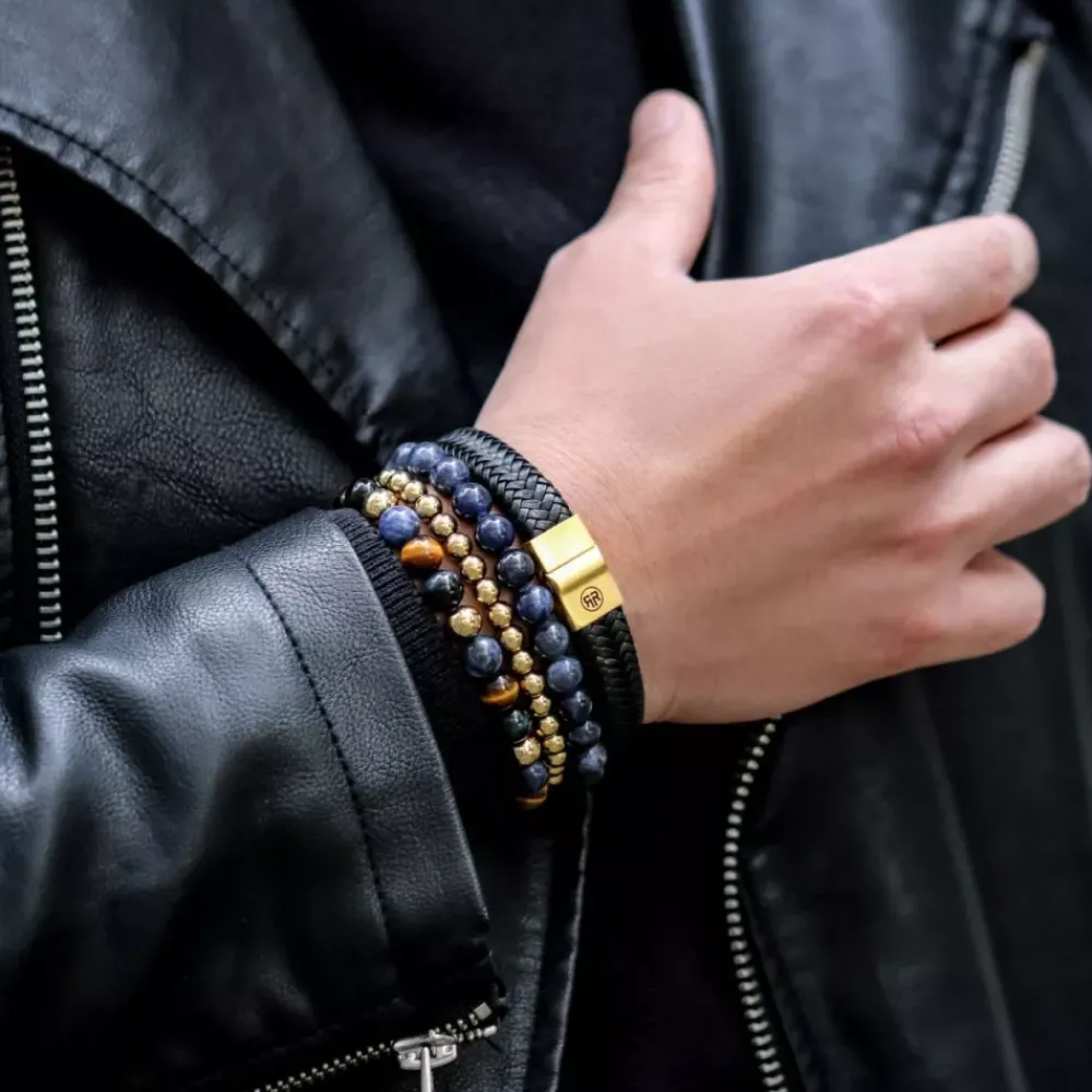 Armband^Rebel & Rose More Balls Than Most - Blue Rain Yellowgold - 8mm |