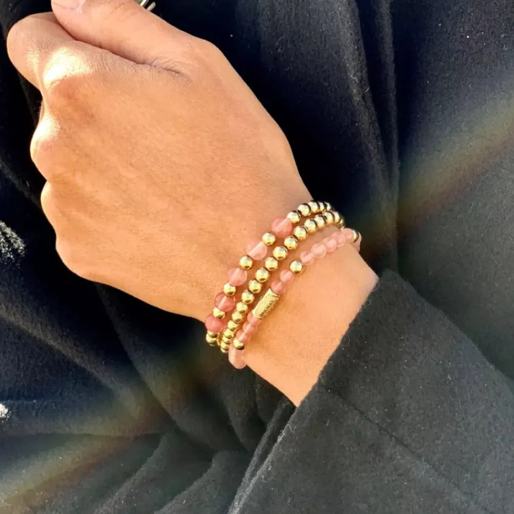 Armband^Rebel & Rose More Balls Than Most - Cherry Rose - Yellowgold ionplated - 4mm |