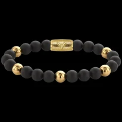 Armband | Armband^Rebel & Rose More Balls Than Most - Matt Black Madonna - Yellowgold ionplated - 8mm |