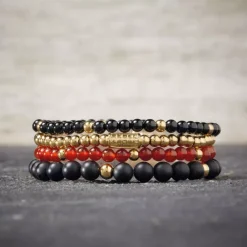 Armband | Armband^Rebel & Rose More Balls Than Most - Matt Black Madonna - Yellowgold ionplated - 6mm |