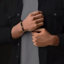 Armband | Armband^Rebel & Rose More Balls Than Most - Matt Black Madonna - Yellowgold ionplated - 8mm |