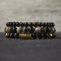 Armband | Armband^Rebel & Rose More Balls Than Most - Matt Black Madonna - Yellowgold ionplated - 8mm |