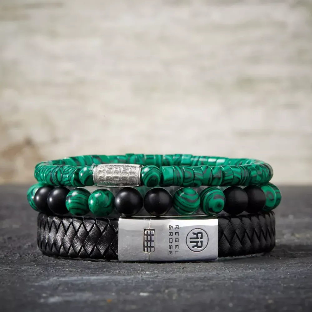 Armband^Rebel & Rose More Balls Than Most - Matt Malachite Twist - 8mm |