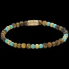 Armband^Rebel & Rose More Balls Than Most - Mix Tiger Turquoise - Yellowgold ionplated - 4mm |