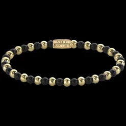 Armband^Rebel & Rose More Balls Than Most - Mix Black Madonna - Yellowgold ionplated - 4mm |