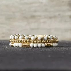 Armband^Rebel & Rose More Balls Than Most - Mix Virgin White Yellowgold - 4mm |