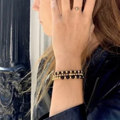 Armband^Rebel & Rose More Balls Than Most - Mix Black Madonna - Yellowgold ionplated - 4mm |