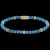 Armband^Rebel & Rose More Balls Than Most - Turquoise Delight - Yellowgold ionplated - 4mm |