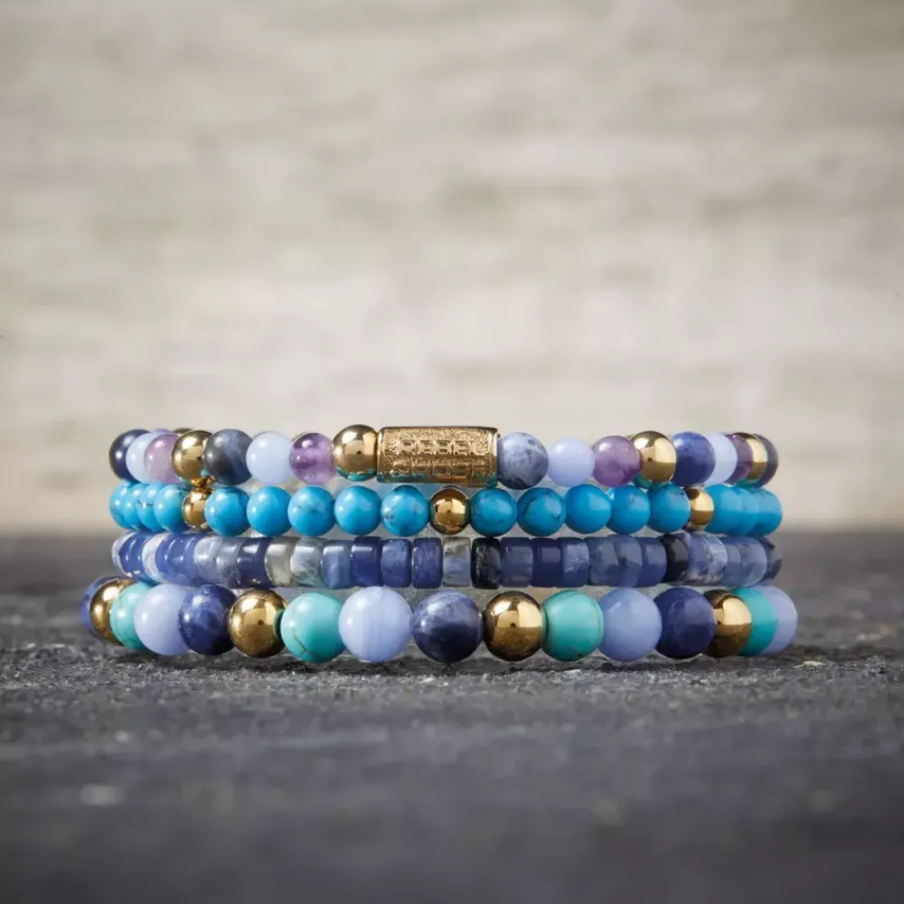 Armband^Rebel & Rose More Balls Than Most - Turquoise Delight - Yellowgold ionplated - 4mm |