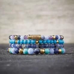 Armband | Armband^Rebel & Rose More Balls Than Most - Winter Blues - Yellowgold ionplated - 4mm |